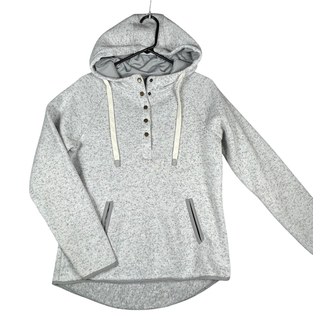 Thread & Supply Womens Gray Marled Henley Snap Hoodie Sweatshirt Size M